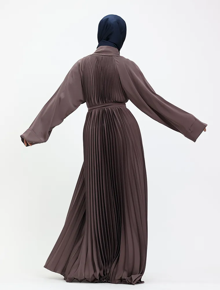 Mauve Pleated Silhouette Abaya